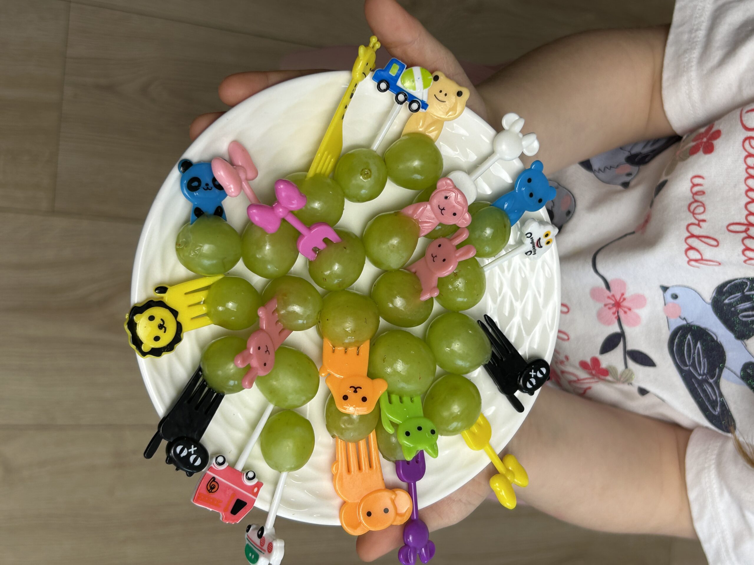 Dziecko trzymające talerz z owocami – letnia przekąska dla malucha